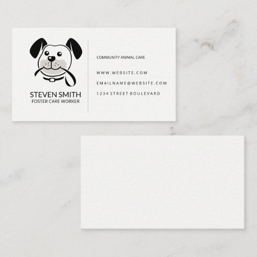 Hond houdt de lijn | Dierenverzorging Visitekaartje (Voorkant / Achterkant)