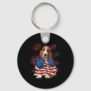 Hond Hound Dog Amerikaanse Vlag 4 Juli Hondenliefh Sleutelhanger