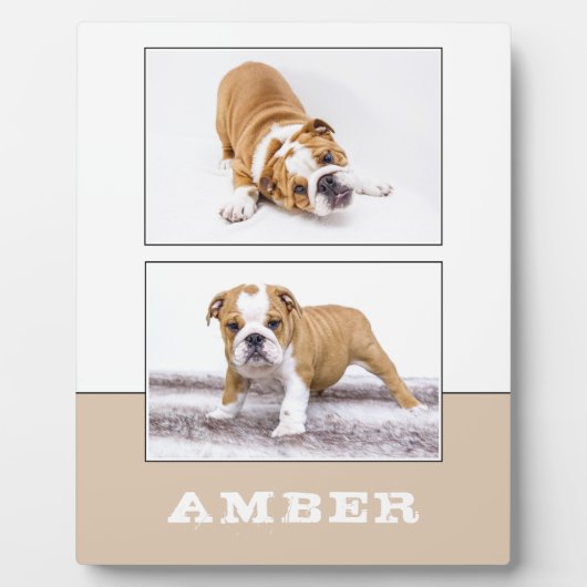 Hond huisdier 2 foto collage aandenken fotoplaat (Voorkant)