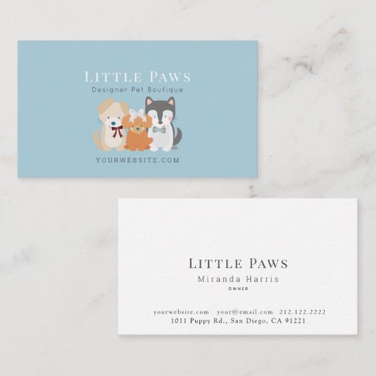 Hond/Huisdier Boetiek Kleding Kleding Kraag Blauw Visitekaartje (Voorkant / Achterkant)