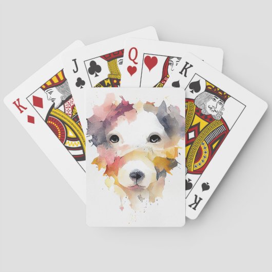 Hond Huisdier Dier Natuur Waterverf Kunst Schilder Pokerkaarten (Achterkant)