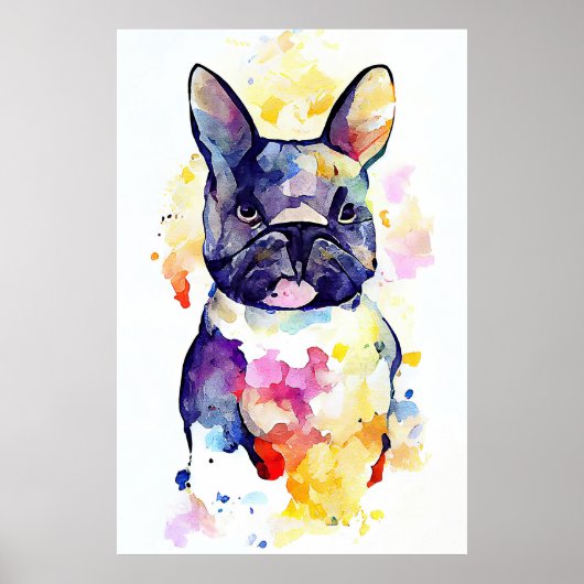 Hond Huisdier Dier Natuur Waterverf Kunst Schilder Poster (Voorkant)