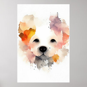 Hond Huisdier Dier Natuur Waterverf Kunst Schilder Poster