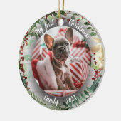 Hond Huisdier Eerste Kerstfoto Winter Krans Keramisch Ornament (Links)