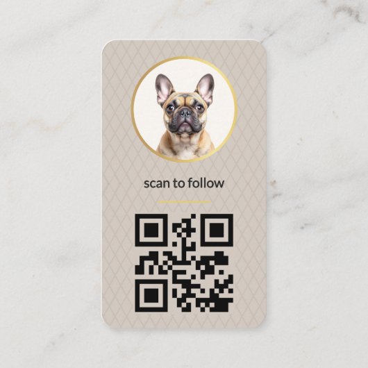 Hond Huisdier Elegante Foto Goud Social Media QR C Visitekaartje (Achterkant)