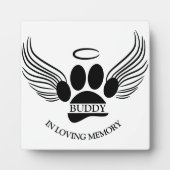Hond Huisdier Engel Vleugels Memorial Custom Naam Fotoplaat (Voorkant)
