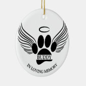 Hond Huisdier Engel Vleugels Memorial Custom Naam Keramisch Ornament (Rechts)