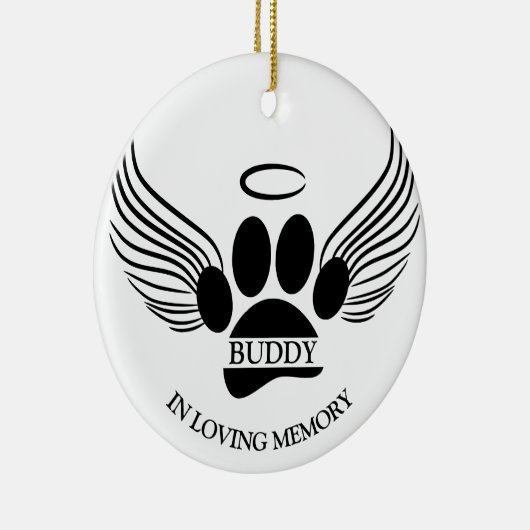 Hond Huisdier Engel Vleugels Memorial Custom Naam Keramisch Ornament (Rechts)