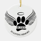 Hond Huisdier Engel Vleugels Memorial Custom Naam Keramisch Ornament (Voorkant)