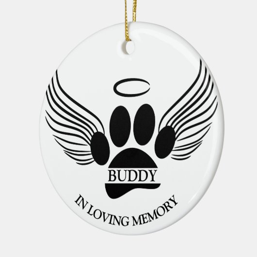 Hond Huisdier Engel Vleugels Memorial Custom Naam Keramisch Ornament (Links)