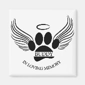 Hond Huisdier Engel Vleugels Memorial Custom Naam Magneet (Voorkant)
