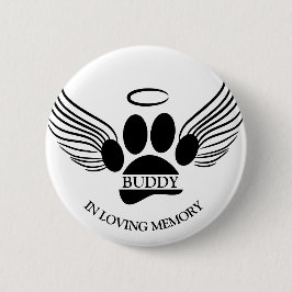 Hond Huisdier Engel Vleugels Memorial Custom Naam Ronde Button 5,7 Cm