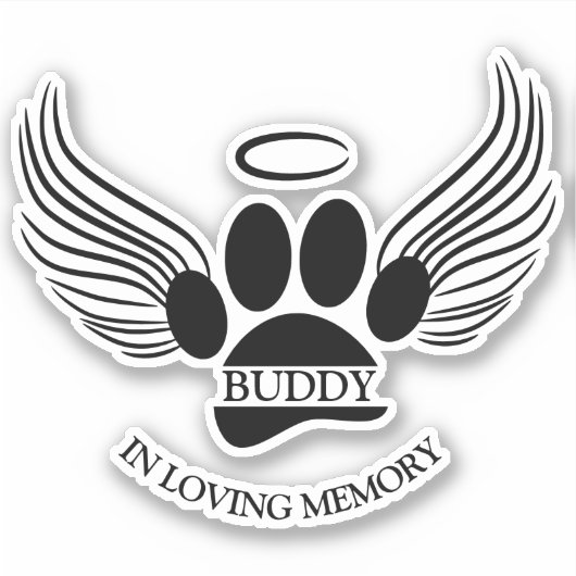 Hond Huisdier Engel Vleugels Memorial Custom Naam Sticker (Voorkant)