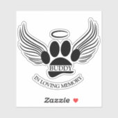 Hond Huisdier Engel Vleugels Memorial Custom Naam Sticker (Vel)