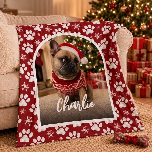 Hond huisdier foto Kerst Fleece Deken