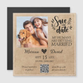Hond Huisdier Foto Rustiek Save the Date Qr code B (Voorkant / Achterkant)