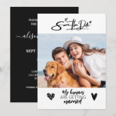 Hond huisdier foto rustieke bewaar de datum zwart  kaart (Voorkant / Achterkant)