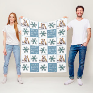 Hond huisdier foto typografie sneeuwvlok Kerstmis Fleece Deken