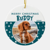 Hond Huisdier Foto Vrolijk Kerstster Patroon Keramisch Ornament (Voorkant)