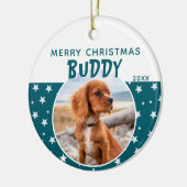 Hond Huisdier Foto Vrolijk Kerstster Patroon Keramisch Ornament (Links)