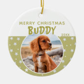 Hond Huisdier Foto Vrolijk Kerstster Patroon Keramisch Ornament (Voorkant)