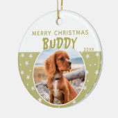 Hond Huisdier Foto Vrolijk Kerstster Patroon Keramisch Ornament (Links)