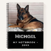 Hond huisdier foto zwart wit notitieboek (Voorkant)