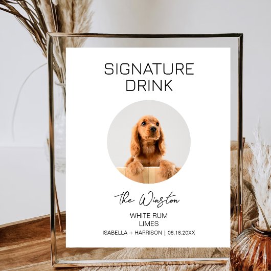 Hond huisdier handtekening cocktail minimalistisch poster