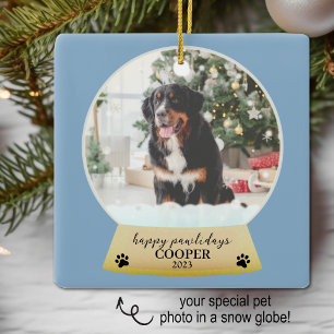 Hond huisdier modern gelukkig Pawlidays kerstornam Keramisch Ornament