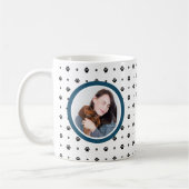 Hond Huisdier Monogram Foto Poot Print Navy Blue Koffiemok (Links)