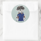 Hond Huisdier Ouder Dier Schattigee Waterverf Shih Ronde Sticker (Tas)