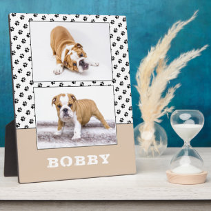 Hond huisdier pootafdruk 2 foto collage aandenken fotoplaat