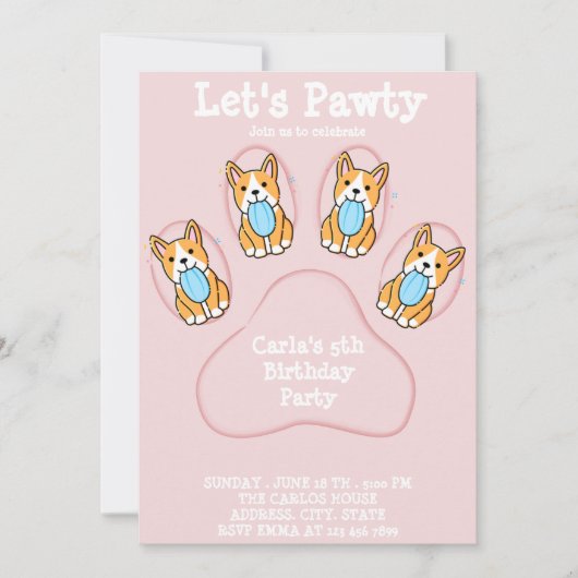 Hond Huisdier Uitnodiging Verjaardagskaarten (Voorkant)