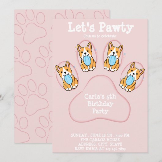 Hond Huisdier Uitnodiging Verjaardagskaarten (Voorkant / Achterkant)