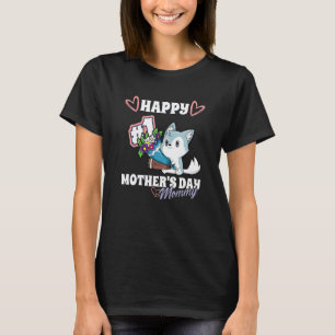 Hond Husky Blij Eerste Moederdag Mammie Baby Match T-shirt