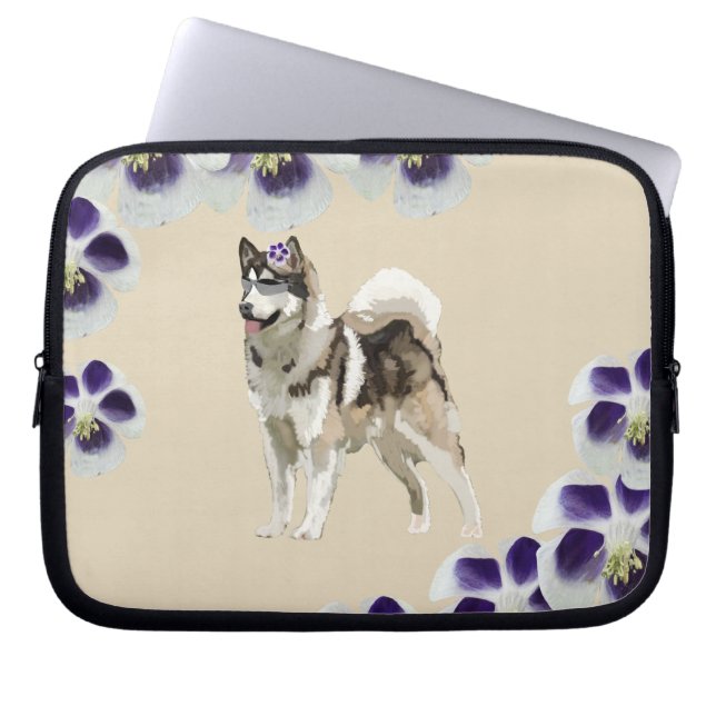 Hond, Husky Hond Kunst Neopreen Laptop Mouw 10" Sleeve (Voorkant)