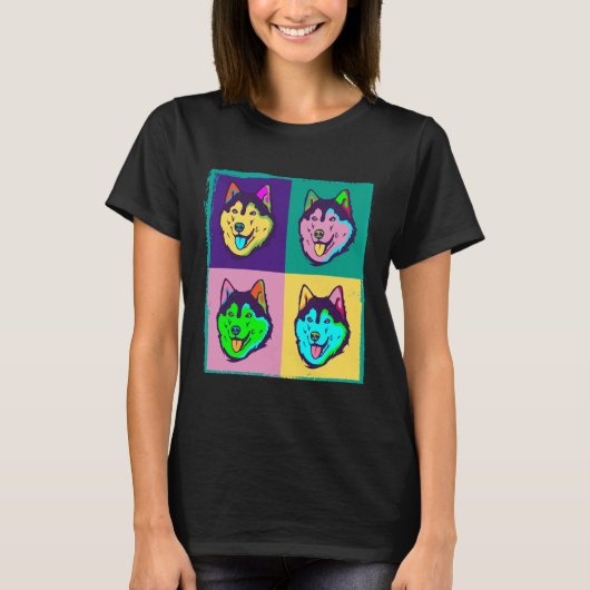 Hond I Pop Art Siberische Husky T-shirt (Voorkant)
