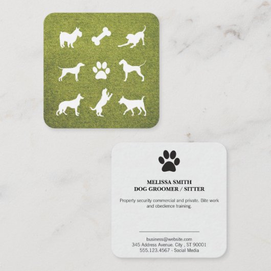 Hond Icons | Trainer | Oppasser | Uitlater Vierkante Visitekaartje (Voorkant / Achterkant)