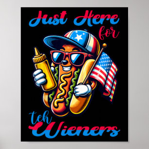 Hond Ik ben hier voor de Wieners 4th of July Manne Poster