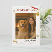 Hond Ik probeerde  familiefoto Feestdagenkaart (Staand voorkant)