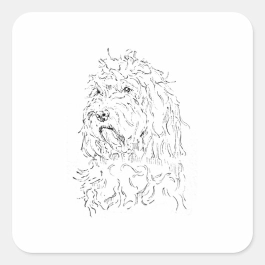 Hond Illustratie, Cute Art Cockapoo Vierkante Sticker (Voorkant)