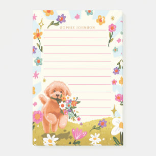 Hond Illustratie Cute Lente Bloemen Bloem Meisjesa Post-it® Notes