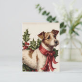 Hond  illustratie kerstkaart feestdagenkaart (Staand voorkant)