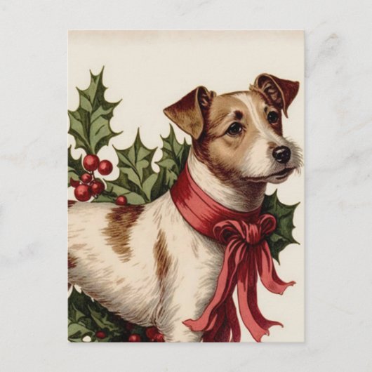 Hond  illustratie kerstkaart feestdagenkaart (Voorkant)