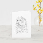 Hond Illustratie, Mooie Kunst Cockapoo Kaart (Gele Bloem)