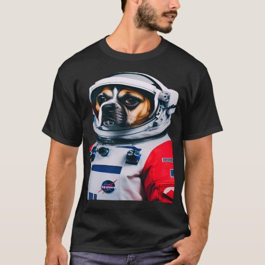 Hond in astronautenpak t-shirt (Voorkant)