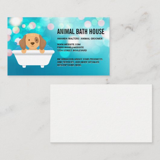 Hond in bad visitekaartje (Voorkant / Achterkant)