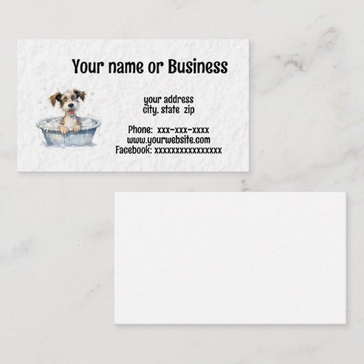 Hond in bad visitekaartje (Voorkant / Achterkant)