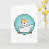 Hond in badkuip kaart (Gele Bloem)