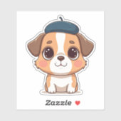 Hond in baret sticker (Vel)